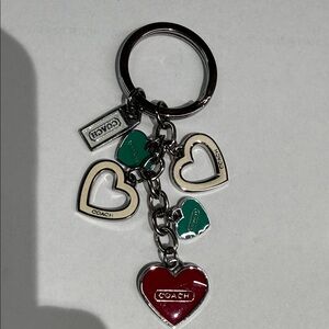 Coach Red, Green & Cream Heart Keychain Charm